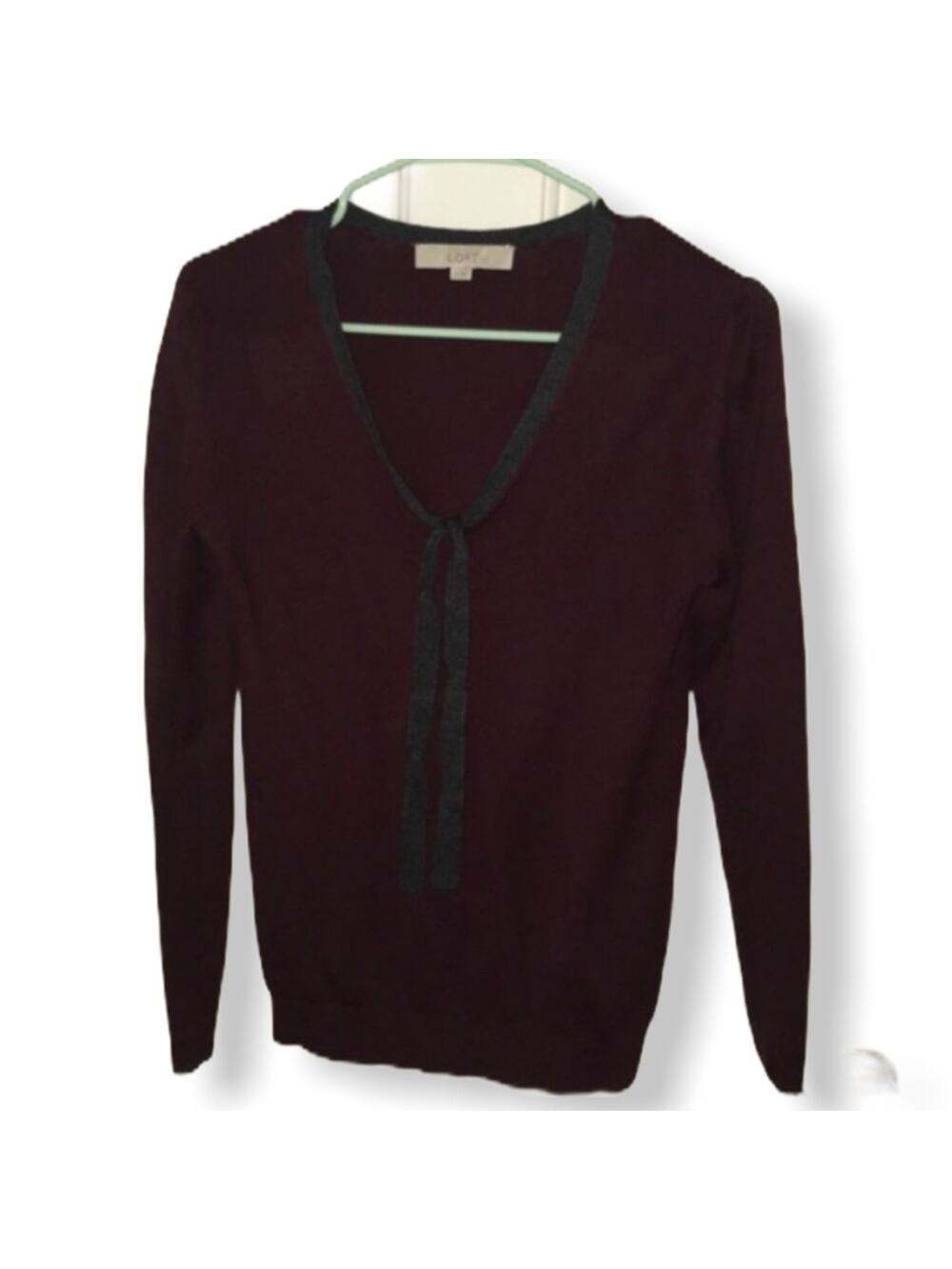 Loft light merlot sweater with accent ties XS